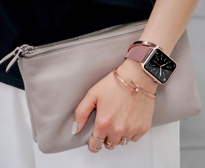 CINTURINO MAGLIA TECH-PROTECT MILANESEBAND APPLE WATCH 4 / 5 / 6 / 7 / SE (38 / 40 / 41 MM) ROSE GOLD