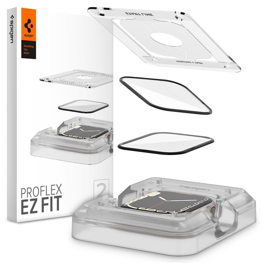 VETRO TEMPERATO SPIGEN PROFLEX ”EZ FIT” 2-PACK APPLE WATCH 7 (45 MM)