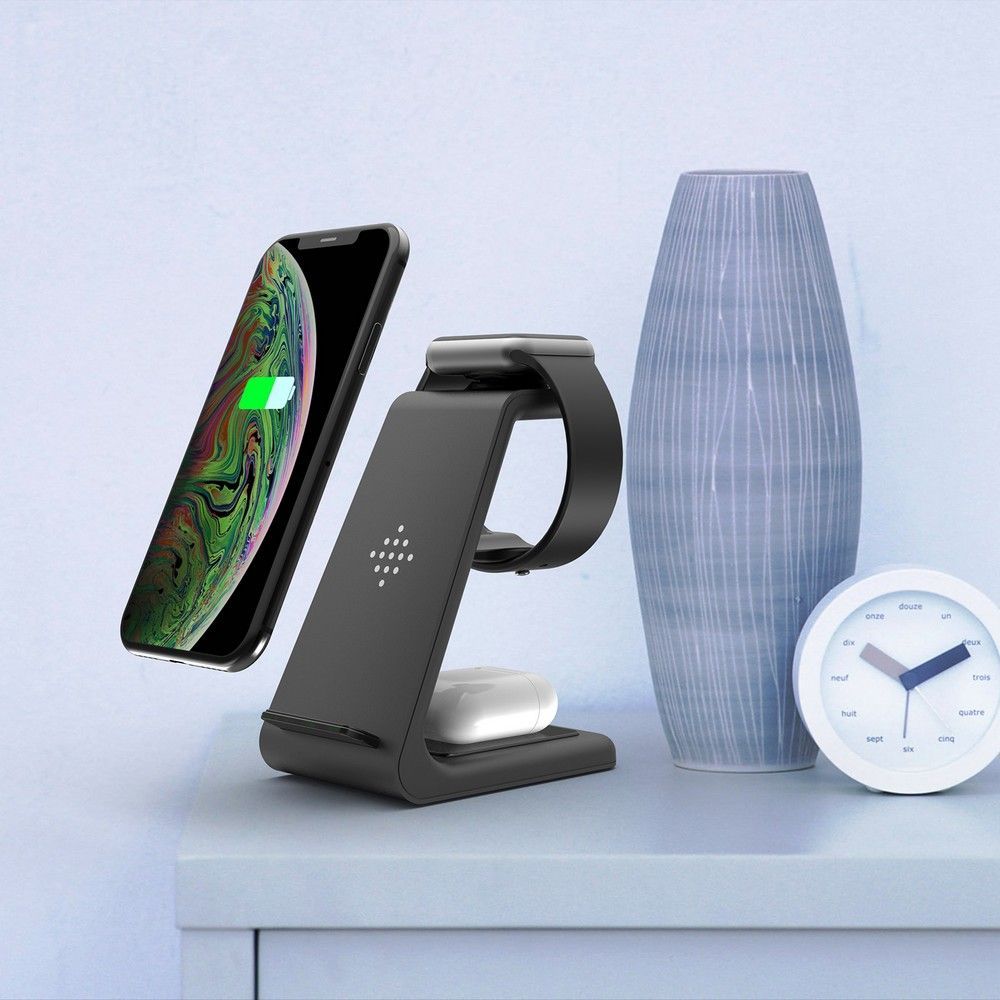 CARICATORE AD INDUZIONE TECH-PROTECT A8 3IN1 WIRELESS CHARGER BLACK