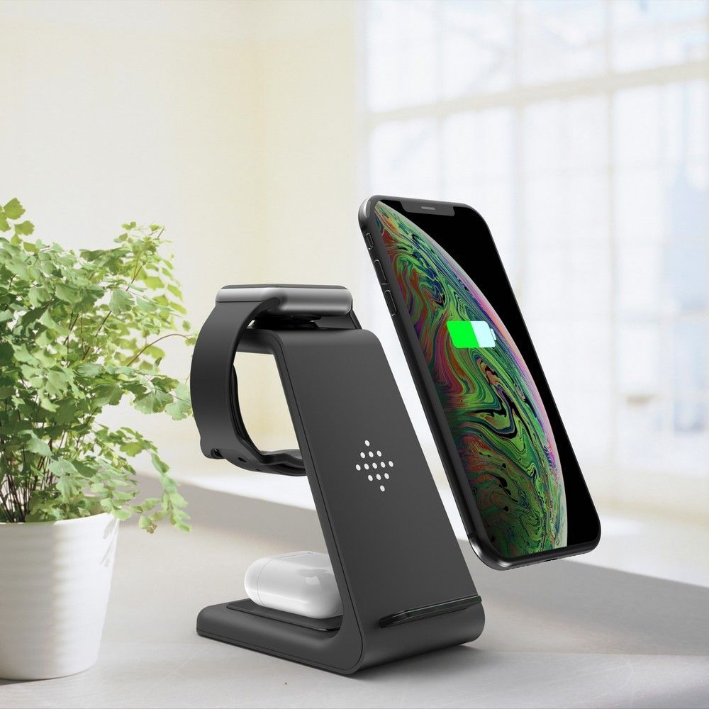 CARICATORE AD INDUZIONE TECH-PROTECT A8 3IN1 WIRELESS CHARGER BLACK