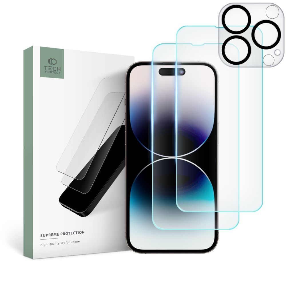 VETRO TEMPERATO TECH-PROTECT SUPREME SET IPHONE 14 PRO CLEAR