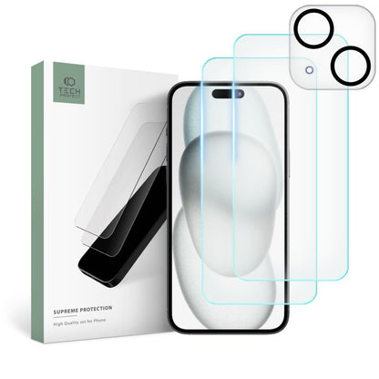VETRO TEMPERATO TECH-PROTECT SUPREME SET IPHONE 15 PLUS CLEAR