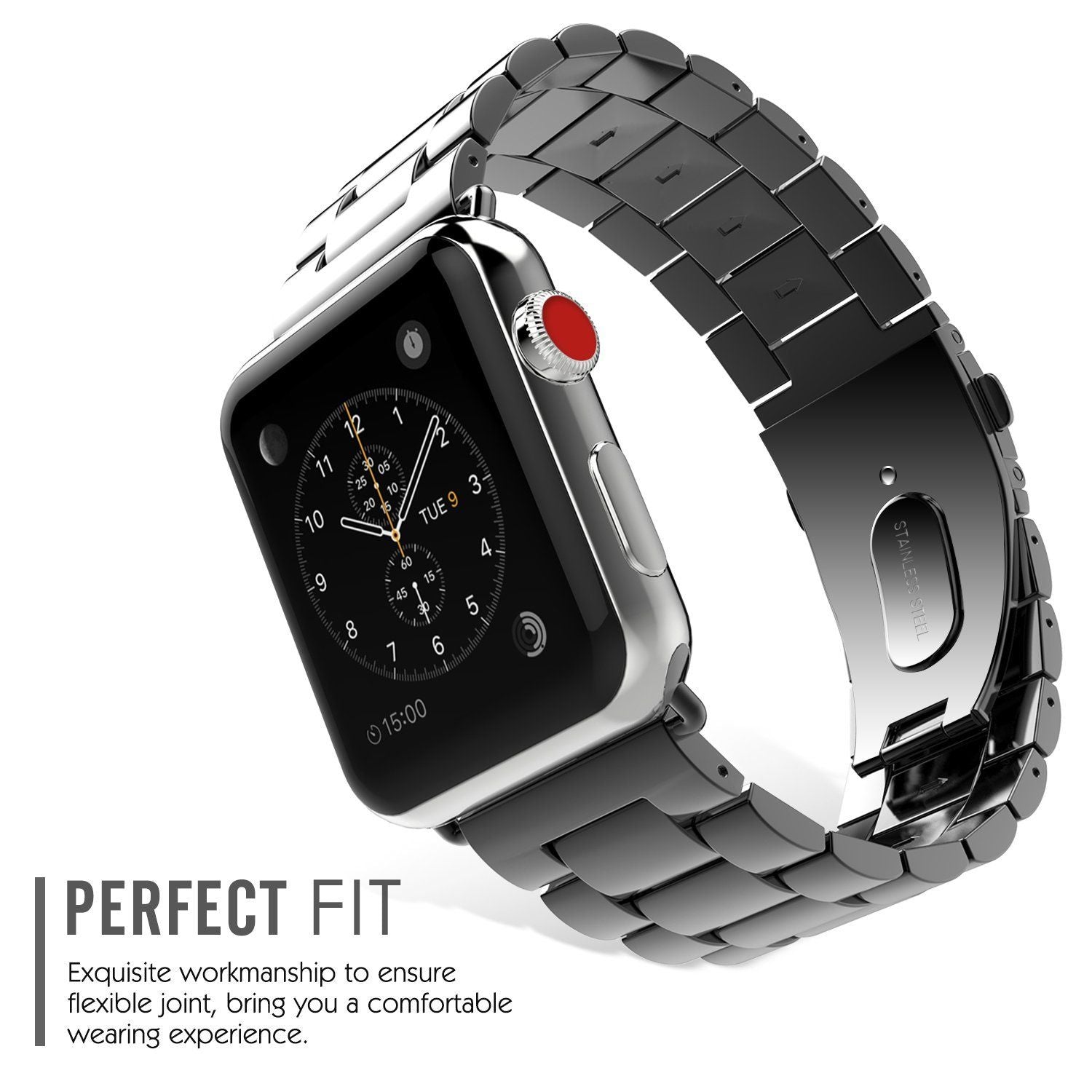 CINTURINO MAGLIA TECH-PROTECT STAINLESS APPLE WATCH 4 / 5 / 6 / 7 / SE (42 / 44 / 45 MM) BLACK