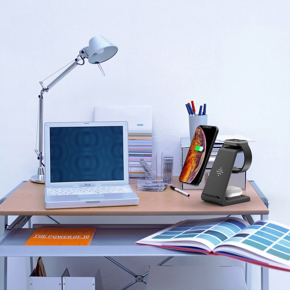 CARICATORE AD INDUZIONE TECH-PROTECT A8 3IN1 WIRELESS CHARGER BLACK