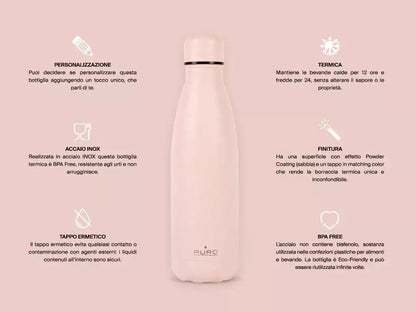 BOTTIGLIA TERMICA PURO THERMAL ICON 0,5 ML ROSA CHIARO